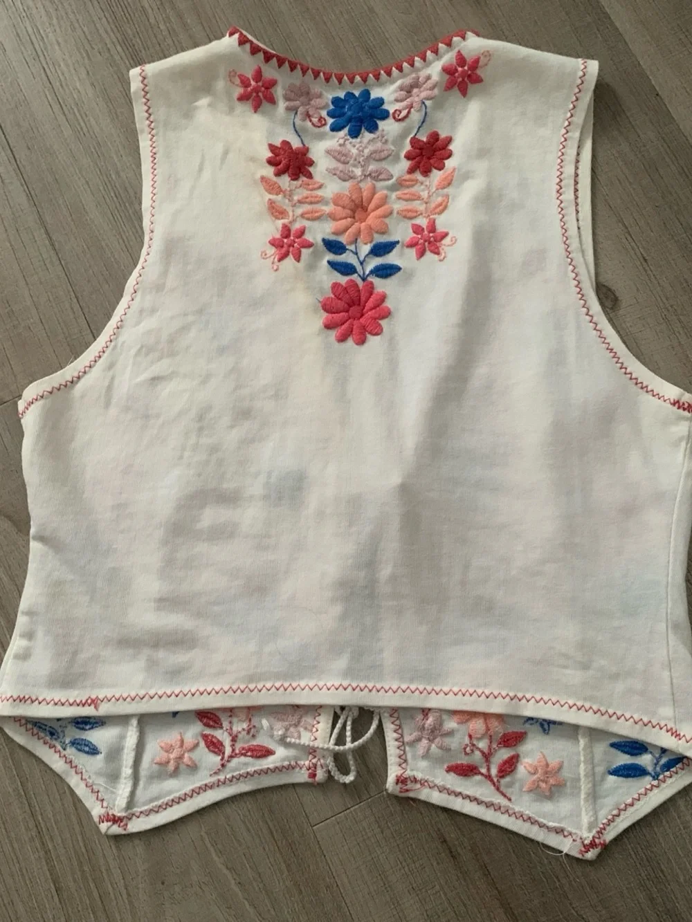 Free People Cotton Embroidered Floral Vest